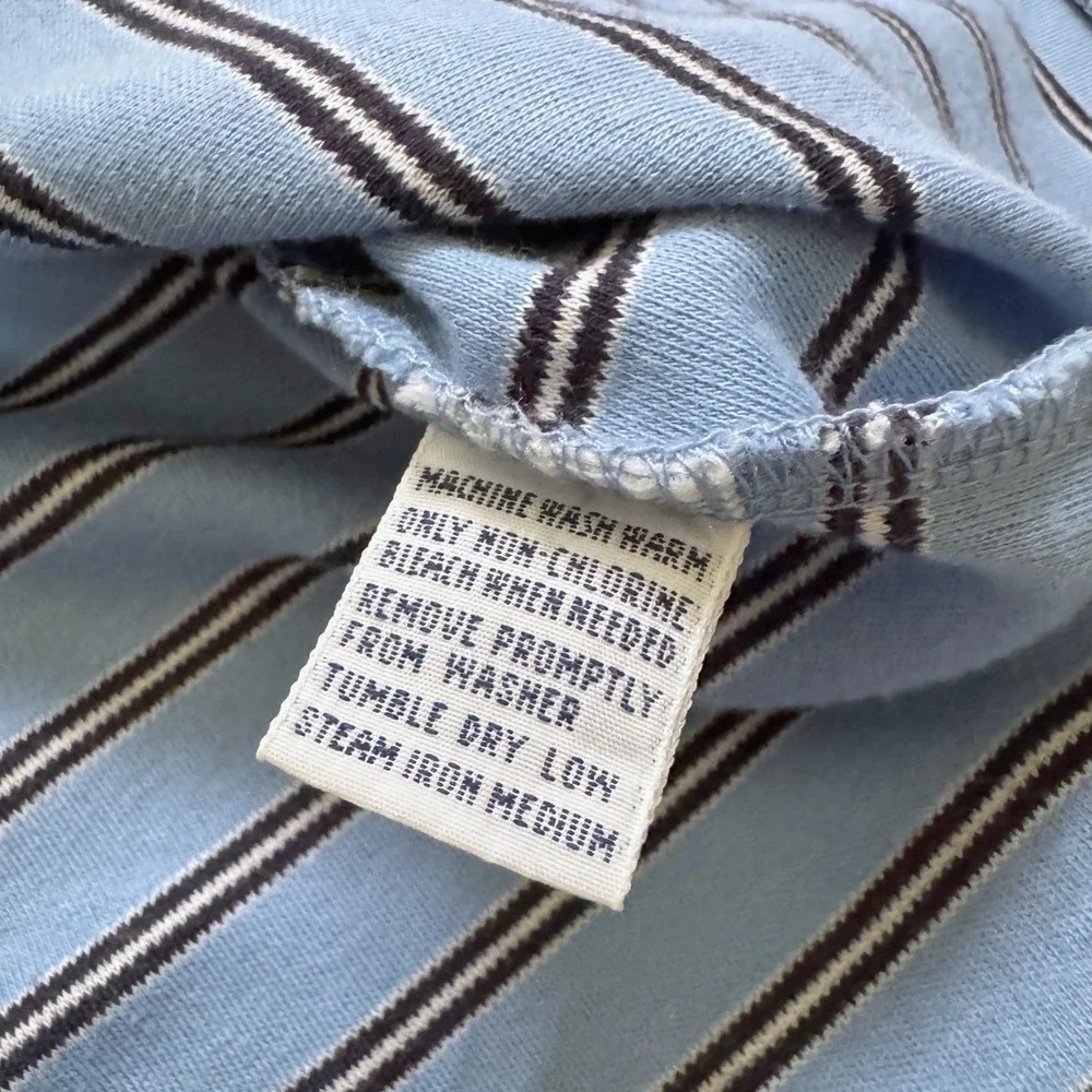 Vintage Polo Ralph Lauren Polo Shirt Medium Blue Striped Cotton Pony Hong Kong